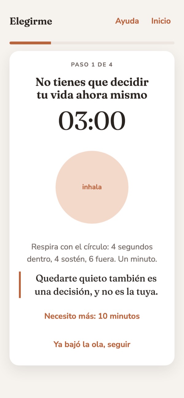 Paso 1: reloj de 3 minutos y círculo de respiración
