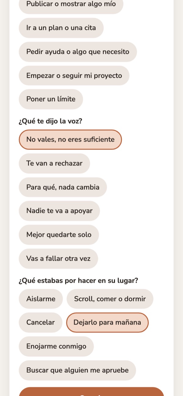 Paso 2: tres preguntas, entre ellas qué te dijo la voz