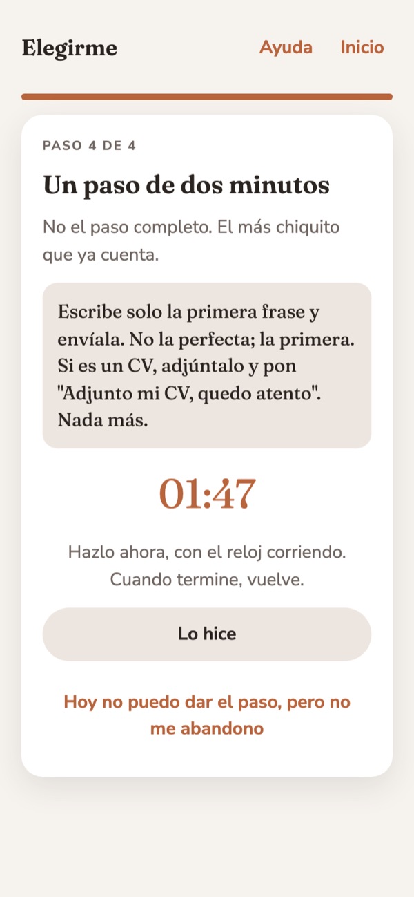 Paso 4: un paso de dos minutos con reloj